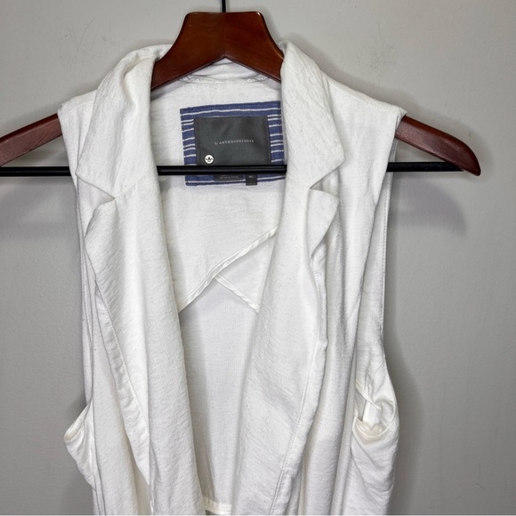 Anthropologie White TIe Front Tunic Vest Size Medium Large - Picture 4 of 14